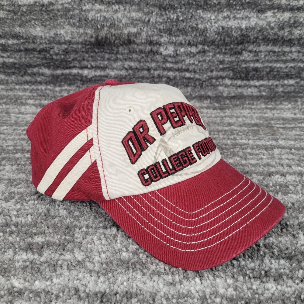 Dr Pepper Football Hat Mens Maroon‎ Cream Adjustable Strapback Baseball Cap Soda